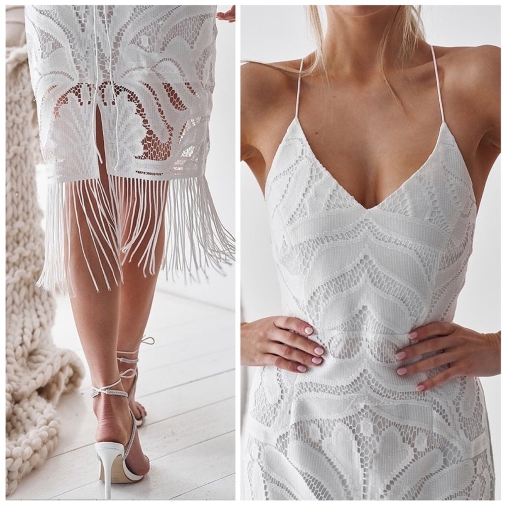 White Lace Fringe Dress Khaleesi